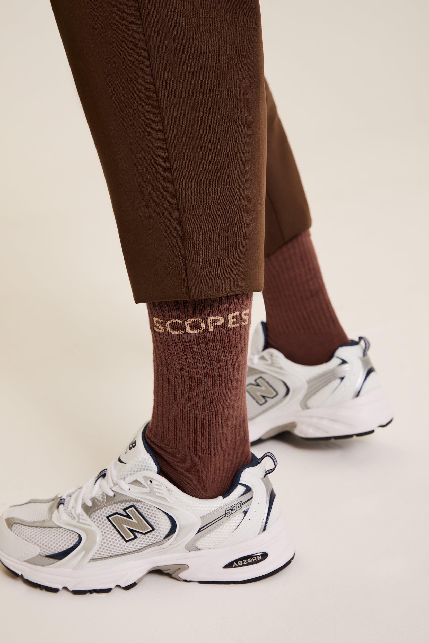 Scopes brown socks with logo branding
Brown Scopes logo socks for everyday wear