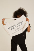 Sterile Gloves Dirty Mind ecru canvas tote bag with bold print, durable eco-friendly fabric, large everyday shopping and gym bag