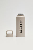 Insulated stainless steel water bottle with SCOPES branding, 0.95L reusable double-wall bottle for all-day hot and cold hydration